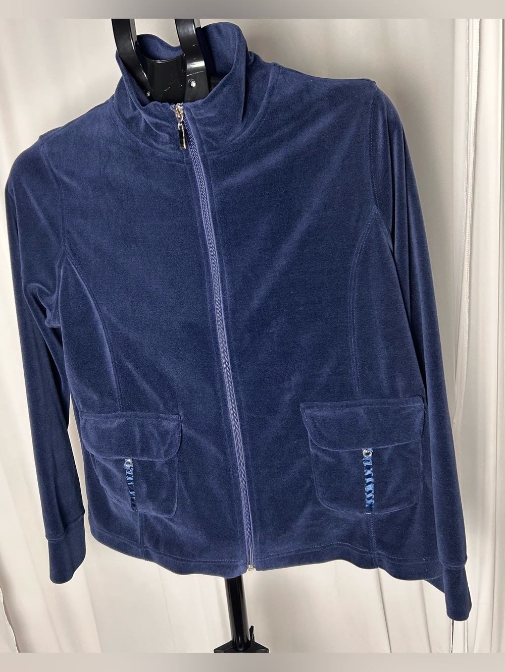 Serengeti Navy Velour Full-Zip Kids Jacket